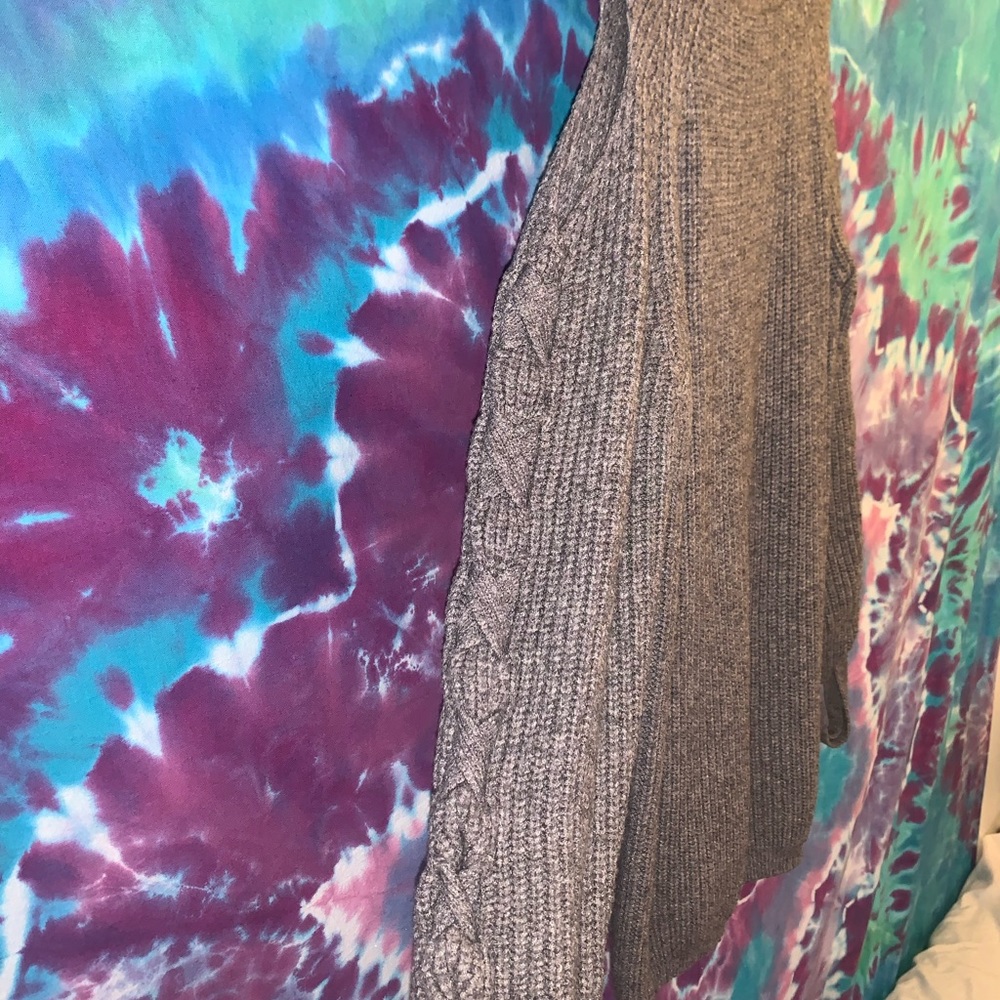 Grey Open Shoulder Sweater